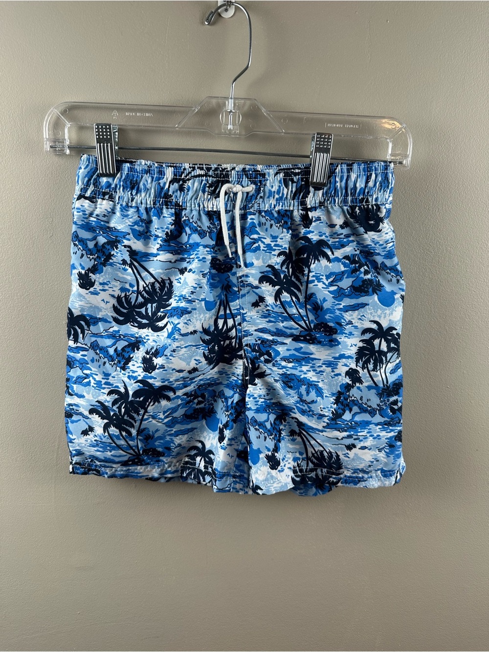 Janie and Jack Blue and Navy Tropical Print Swim Trunks